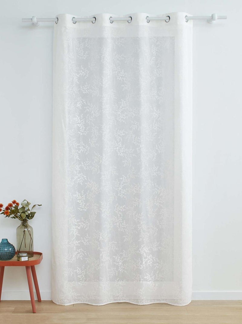 Visillo de tela tejida con efecto floral Blanco - Kiabi