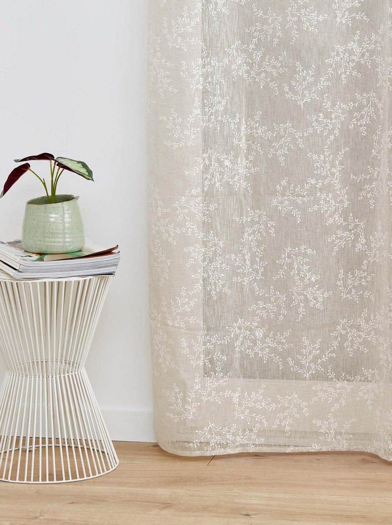 Visillo de tela tejida con efecto floral Taupe - Kiabi