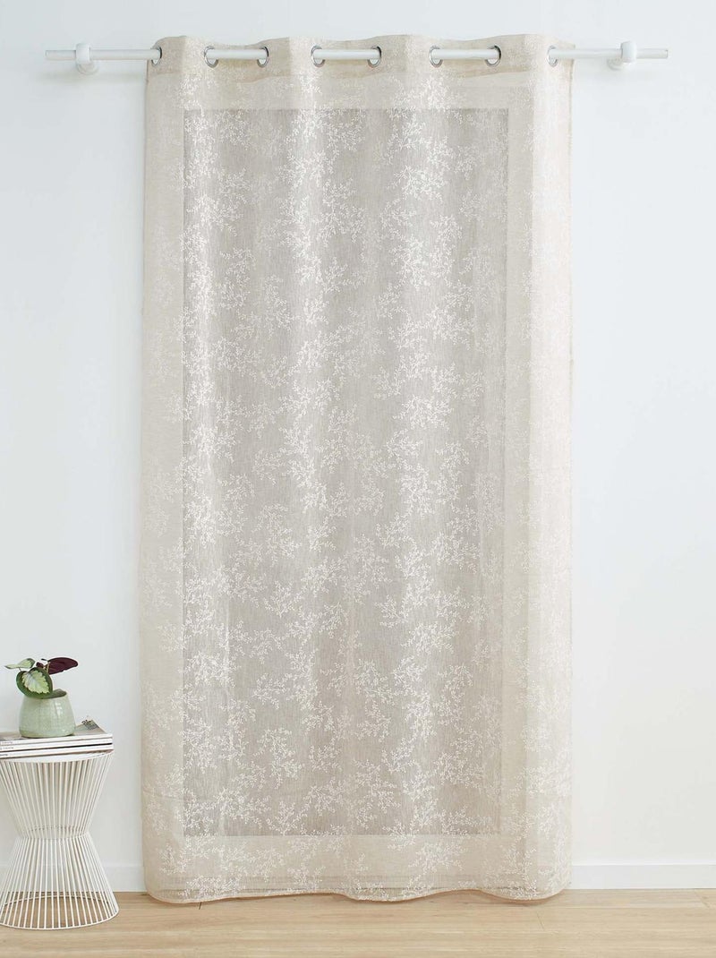 Visillo de tela tejida con efecto floral Taupe - Kiabi