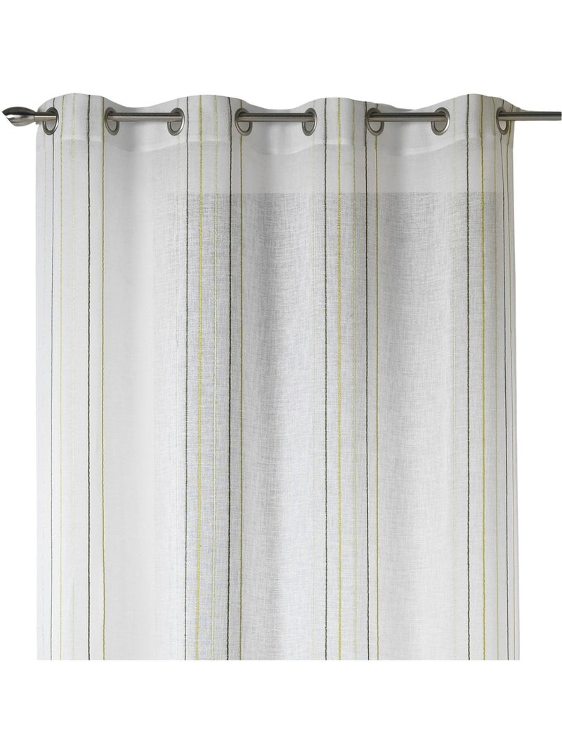 Visillo diseño en estameña con rayas verticales Verde tilo - Kiabi