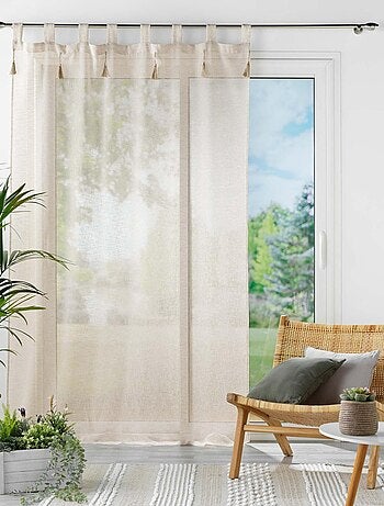 Visillo efecto lino con borlas