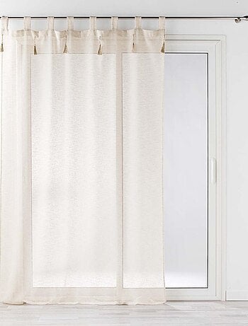 Visillo efecto lino con borlas