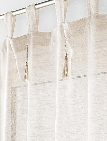Visillo efecto lino con borlas