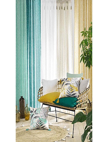 Visillo efecto lino con borlas