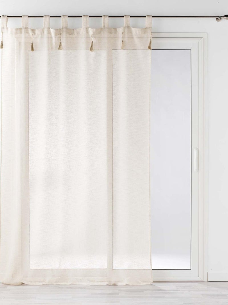 Visillo efecto lino con borlas Beige - Kiabi