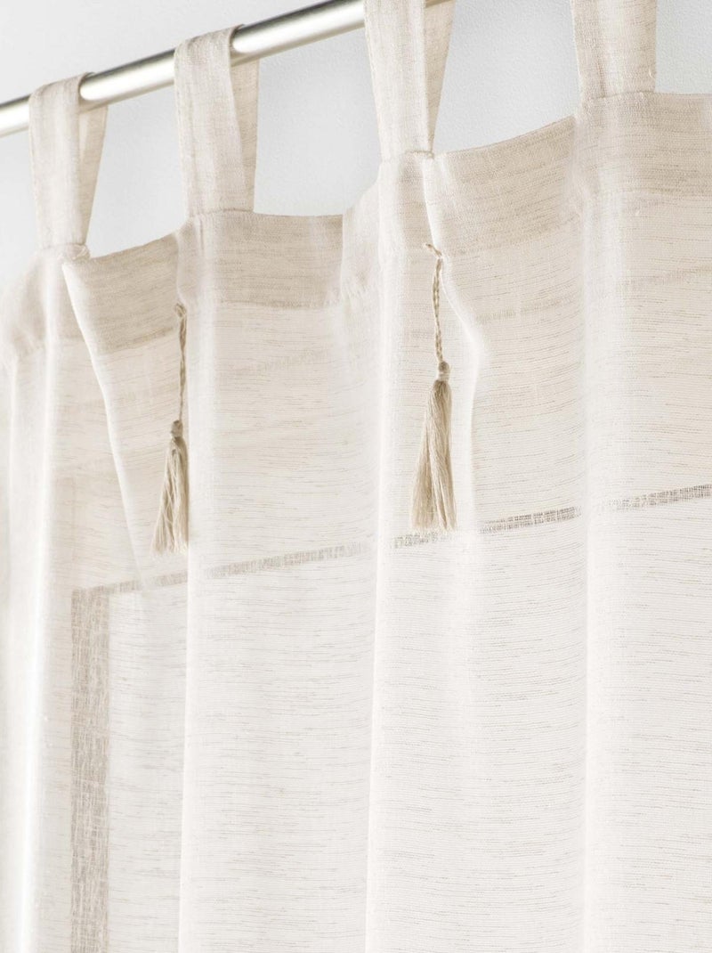 Visillo efecto lino con borlas Beige - Kiabi