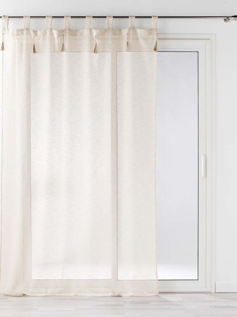 Visillo efecto lino con borlas Beige - Kiabi