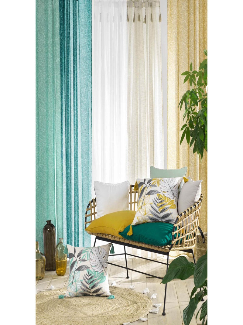 Visillo efecto lino con borlas Beige - Kiabi