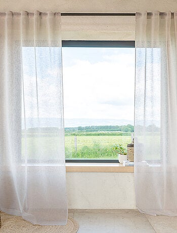 Visillo efecto lino con trabillas ocultas