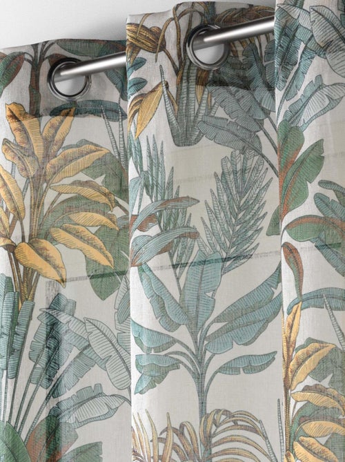Visillo efecto lino estampado follaje - Kiabi
