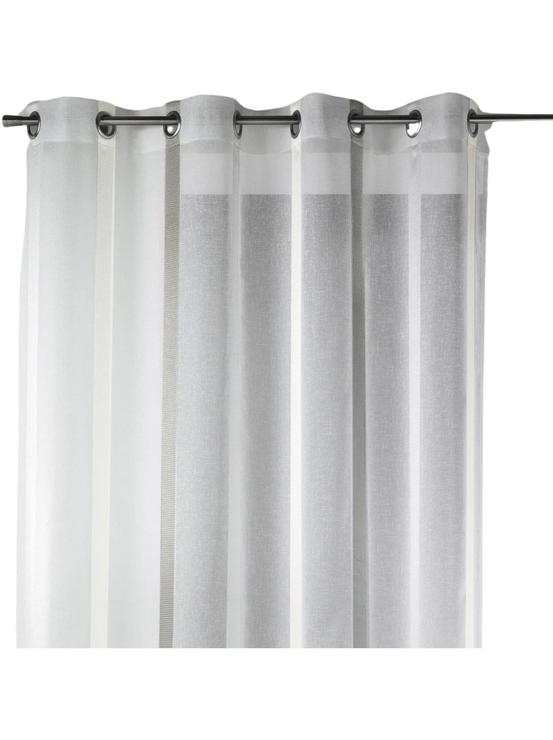 Visillo en estameña con rayas verticales anchas Blanco - Kiabi