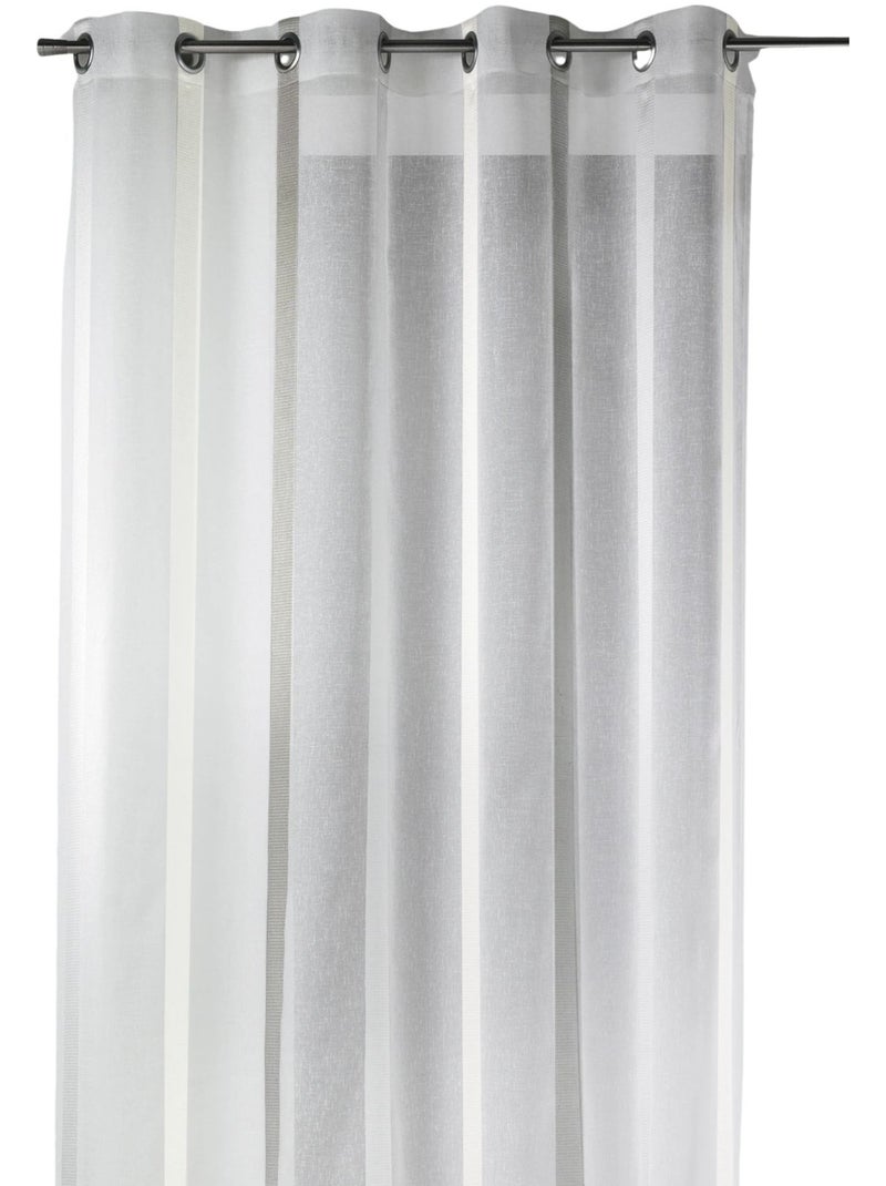 Visillo en estameña con rayas verticales anchas Blanco - Kiabi