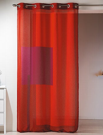 Visillo en estameña estampado con motivos gráficos