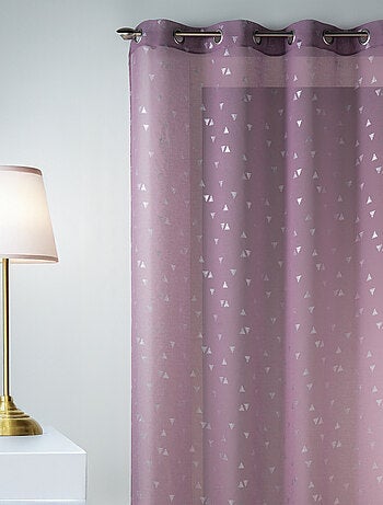 Visillo en Estameña Estampado Plateado Triángulo