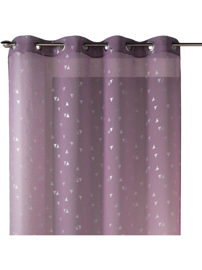 Visillo en Estameña Estampado Plateado Triángulo Malva chiaro - Kiabi