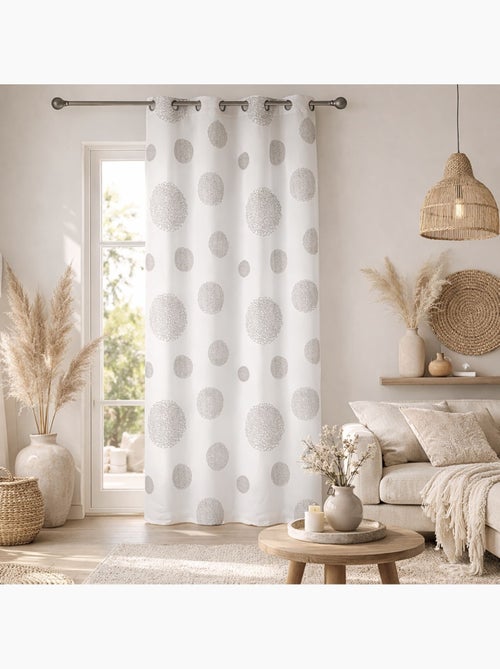 Visillo en Estameña Fantasía Estampado Plata - Kiabi