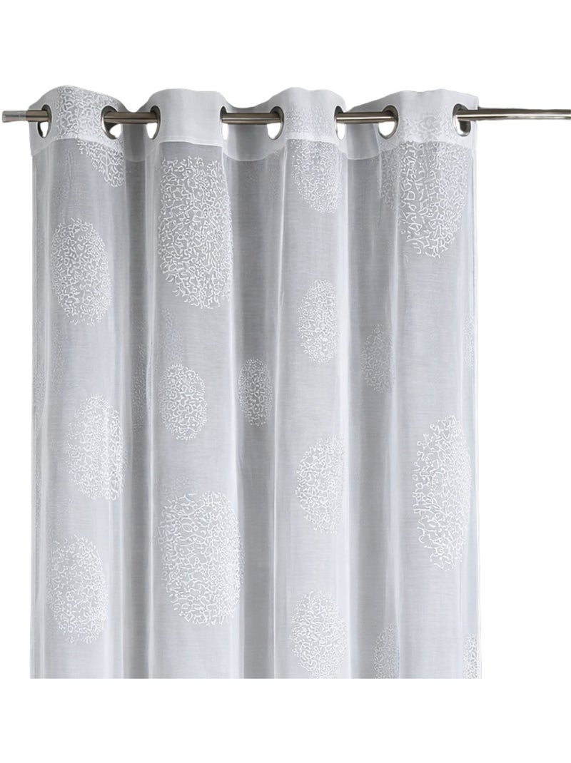 Visillo en Estameña Fantasía Estampado Plata Blanco - Kiabi