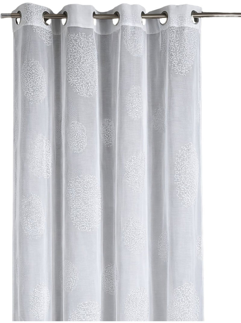 Visillo en Estameña Fantasía Estampado Plata Blanco - Kiabi