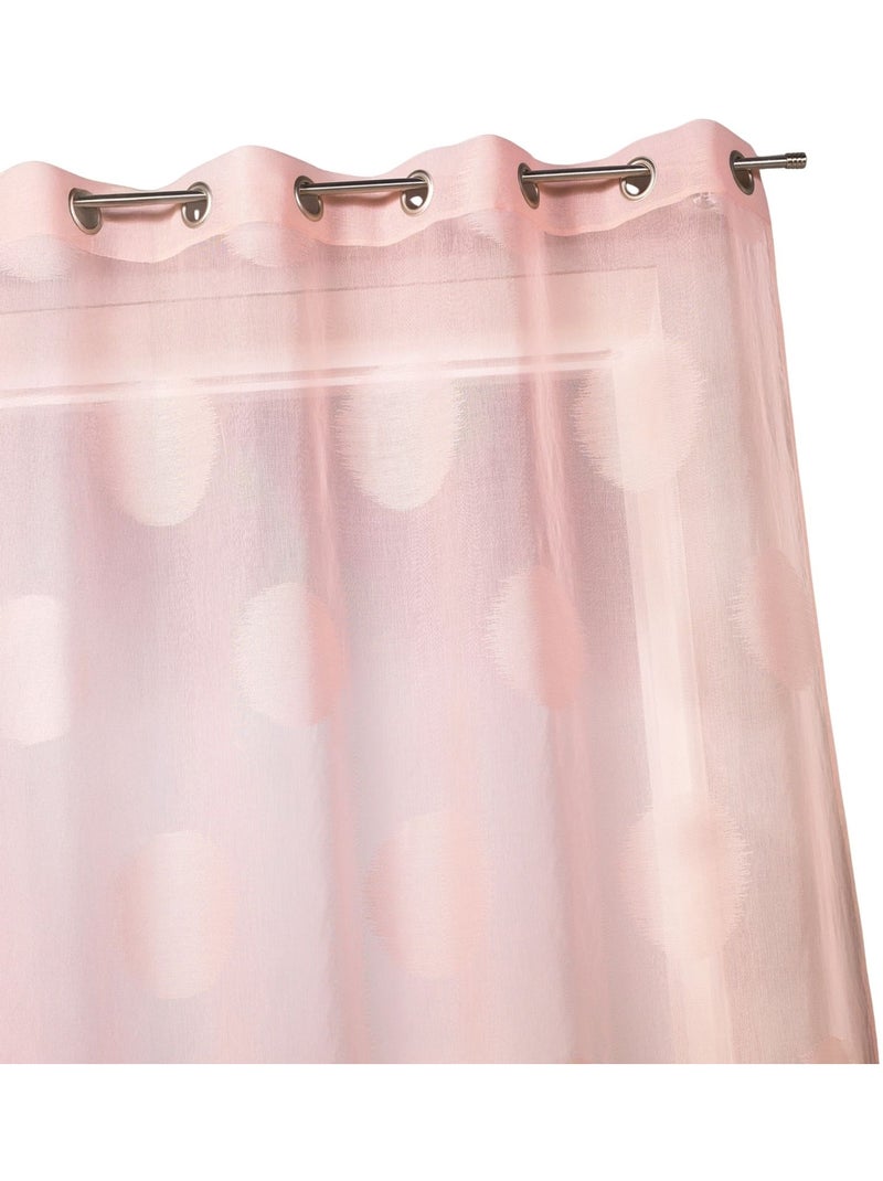 Visillo en estameña grandes lunares Rosa pastel - Kiabi