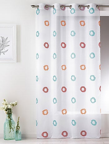 Visillo en Estameña Ligera Estampado Círculo