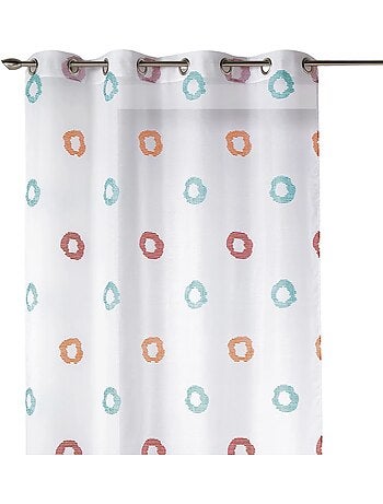 Visillo en Estameña Ligera Estampado Círculo