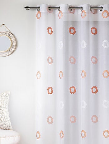 Visillo en Estameña Ligera Estampado Círculo