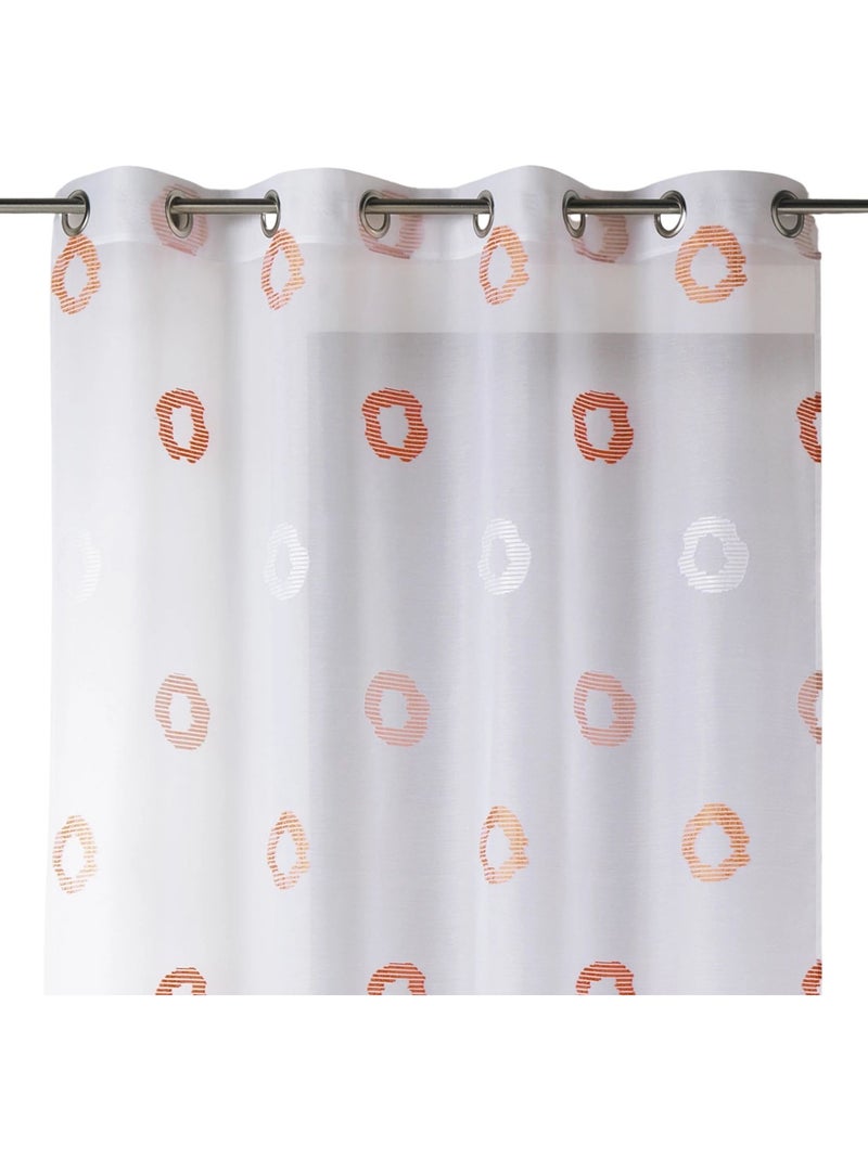 Visillo en Estameña Ligera Estampado Círculo Naranja coral - Kiabi