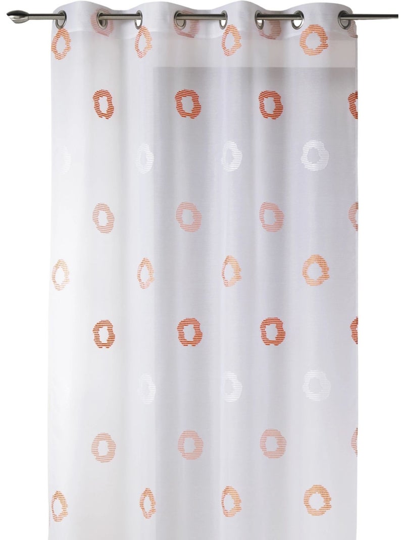 Visillo en Estameña Ligera Estampado Círculo Naranja coral - Kiabi