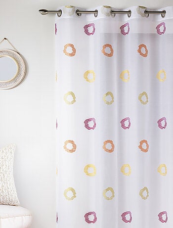 Visillo en Estameña Ligera Estampado Círculo