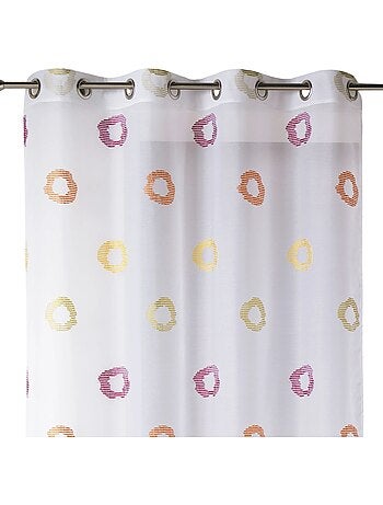 Visillo en Estameña Ligera Estampado Círculo