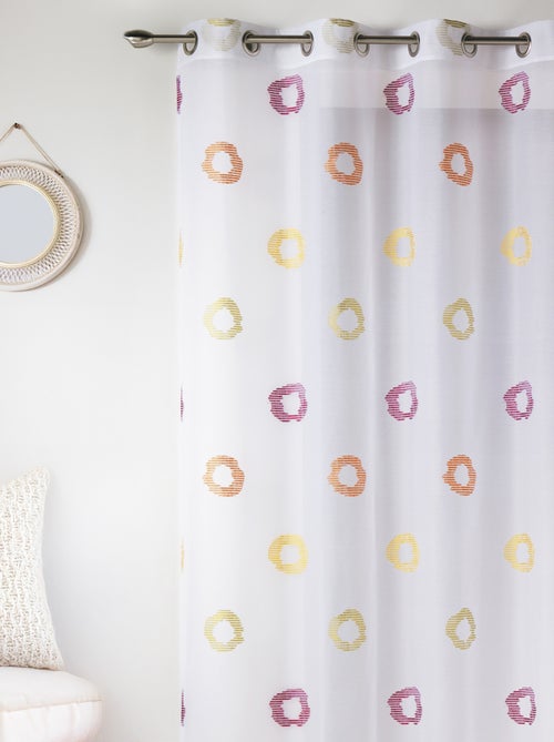 Visillo en Estameña Ligera Estampado Círculo - Kiabi