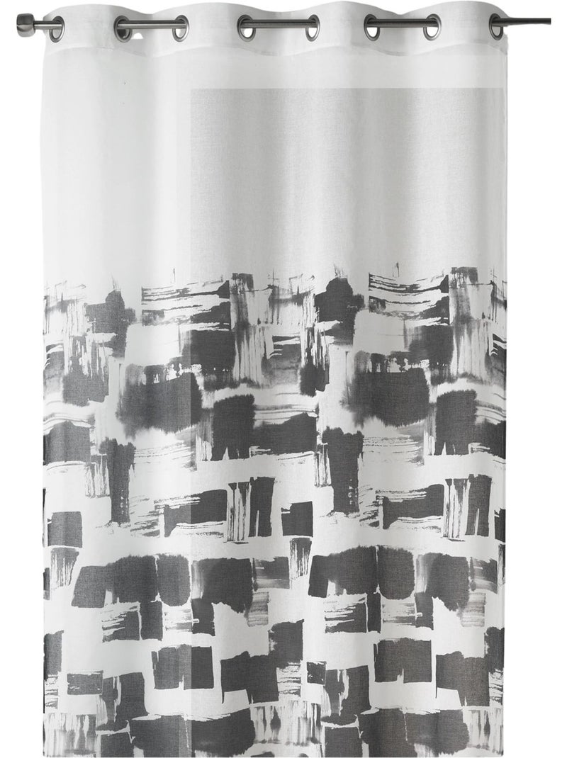Visillo en Estameña Ligera Estampado efecto Cuadro Negro - Kiabi