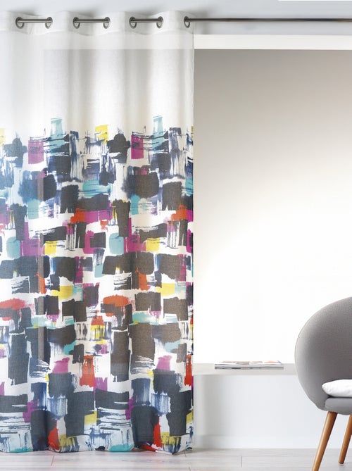 Visillo en Estameña Ligera Estampado efecto Cuadro - Kiabi Visillo en Estameña Ligera Estampado efecto Cuadro - Kiabi