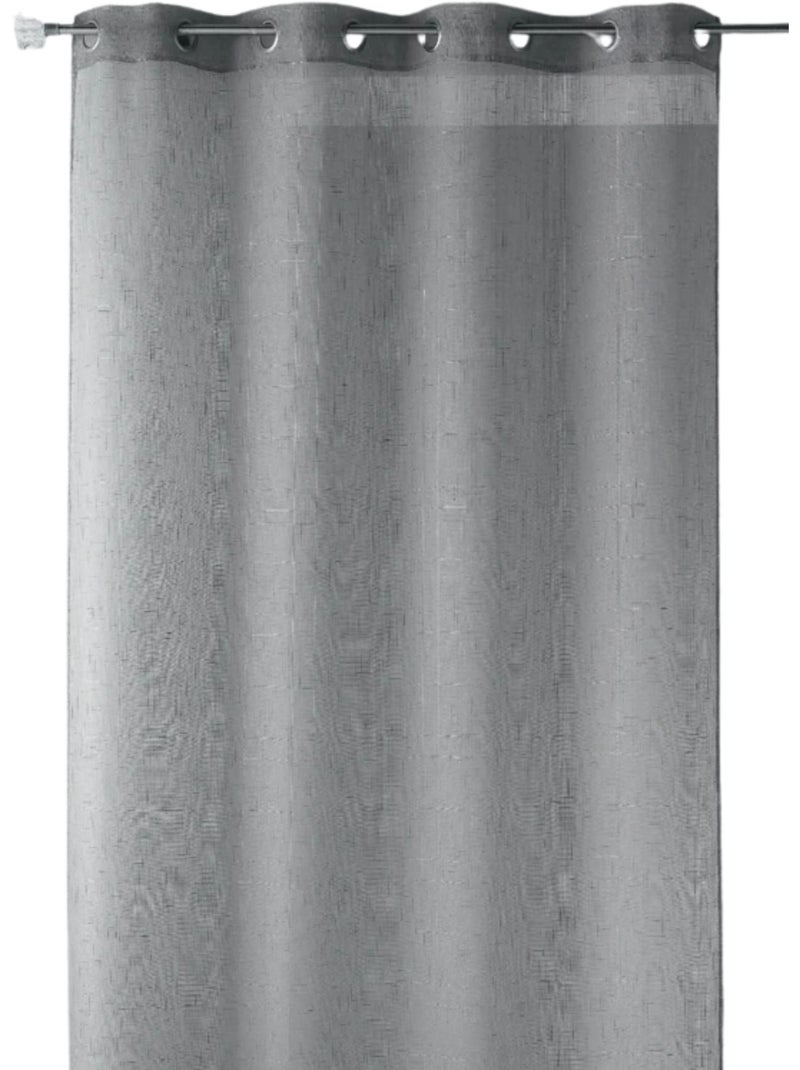 Visillo en estameña lisa e hilos de lúrex Gris claro - Kiabi