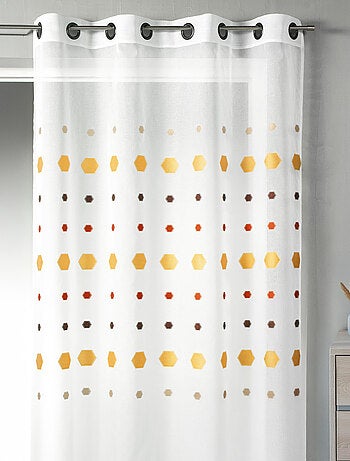 Visillo en jacquard con estampado hexagonal