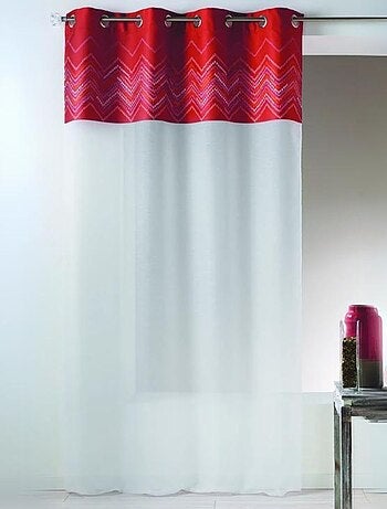 Visillo en jacquard con paramento superior galón