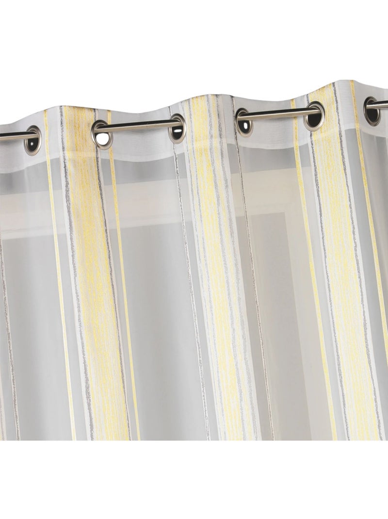 Visillo en jacquard finas rayas verticales Amarillo - Kiabi