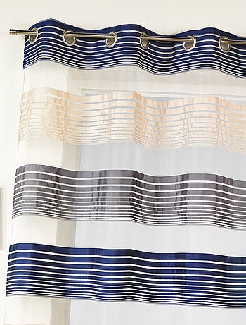 Visillo en organza a finas rayas horizontales