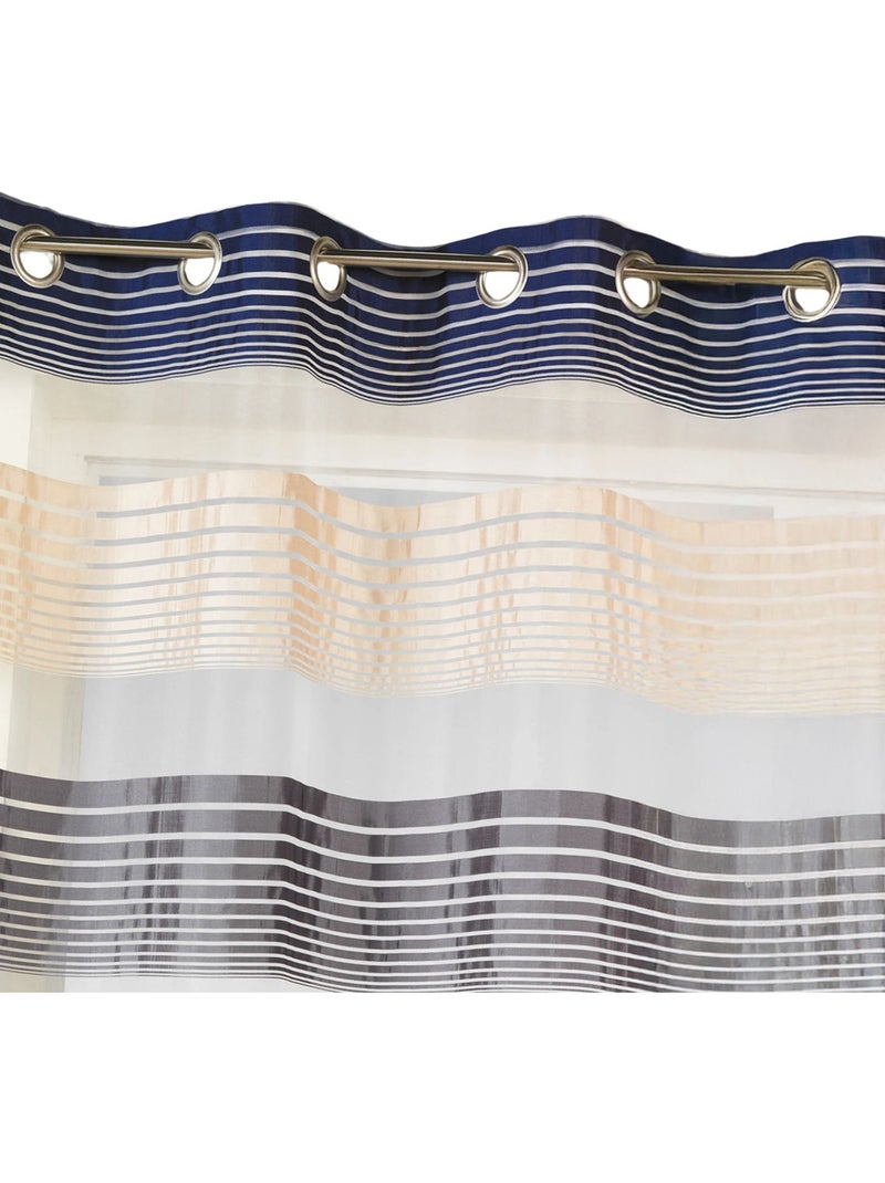 Visillo en organza a finas rayas horizontales Azul marino - Kiabi