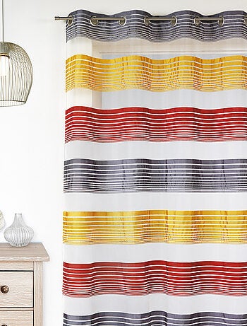 Visillo en organza a finas rayas horizontales