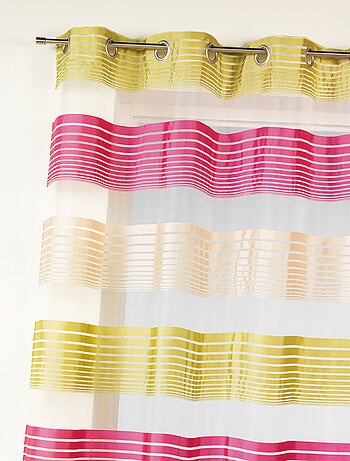 Visillo en organza a finas rayas horizontales