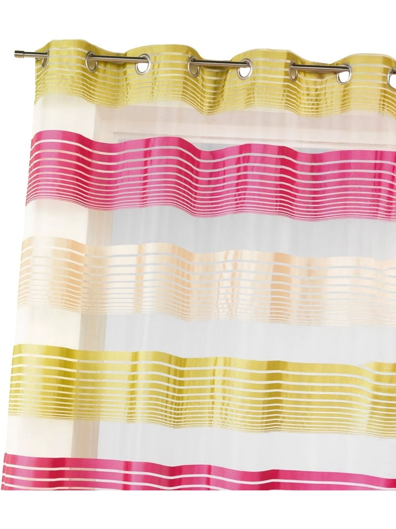 Visillo en organza a finas rayas horizontales Rosa frambuesa - Kiabi