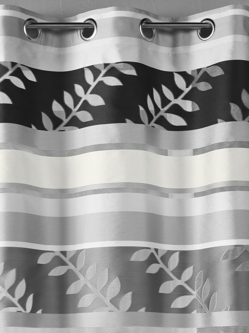 Visillo en organza rayas y motivos hojas - Kiabi