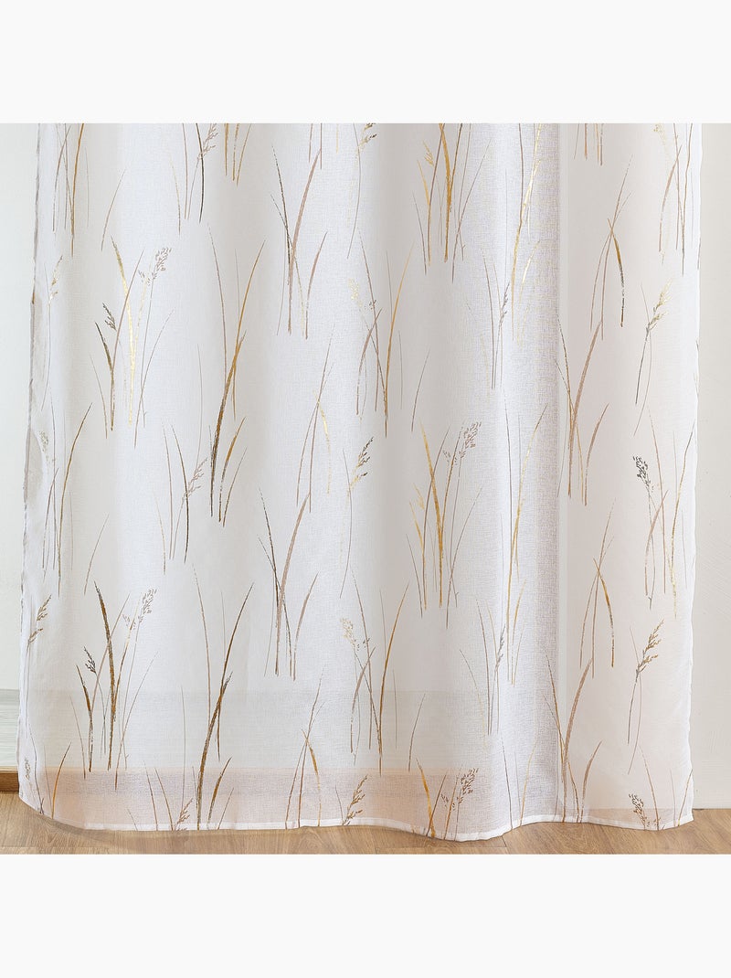 Visillo estampado con motivo vegetal y ojales Dorado/Oro - Kiabi