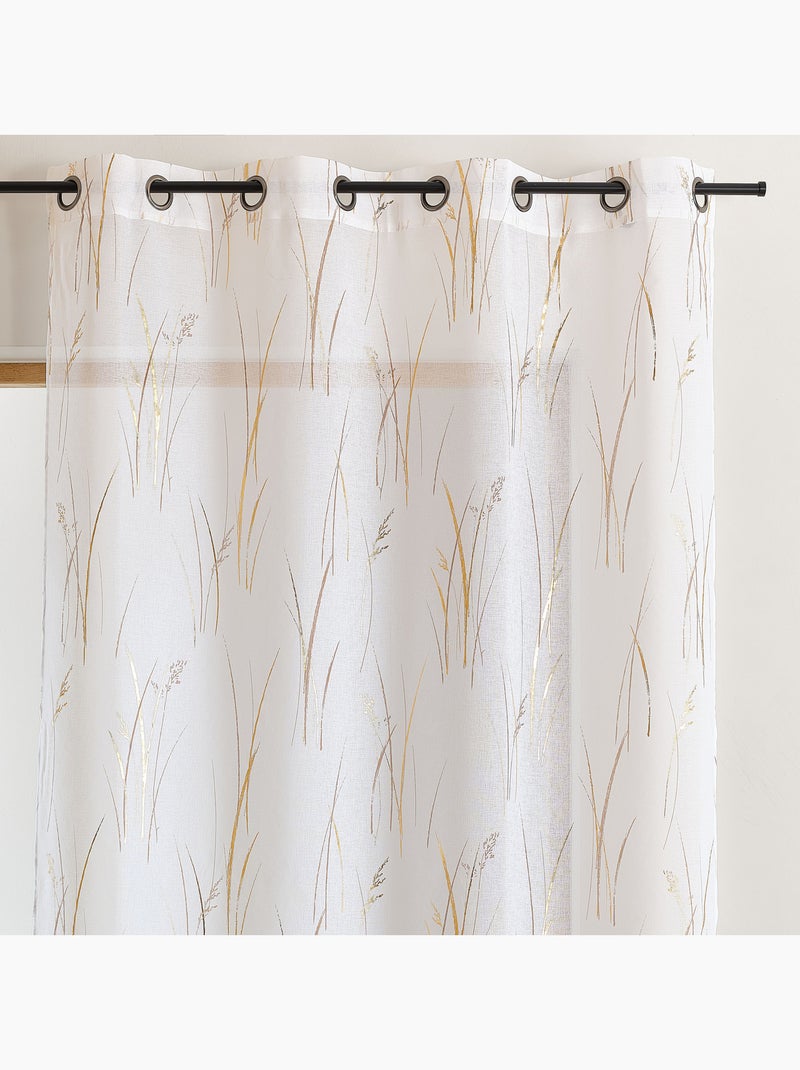 Visillo estampado con motivo vegetal y ojales Dorado/Oro - Kiabi