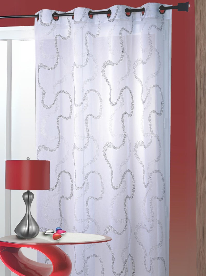 Visillo fantasía bordado zig zag entrelazado Negro - Kiabi