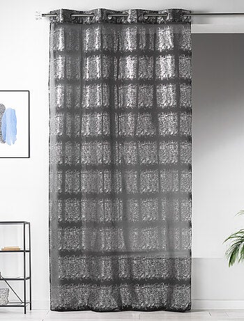 Visillo fantasía con estampados plateados