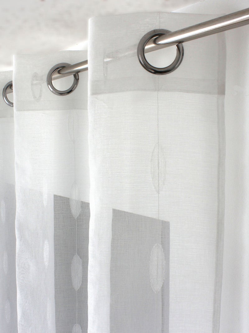 Visillo jacquard con lunares ovalados y ojales metálicos Blanco - Kiabi