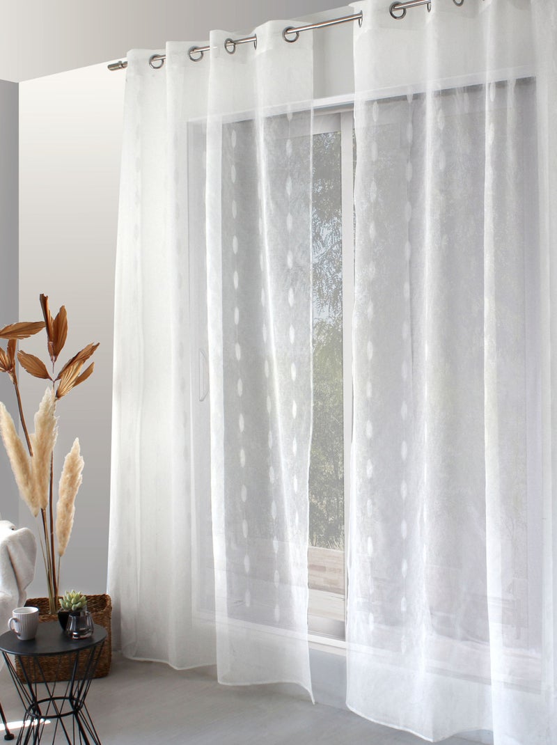 Visillo jacquard con lunares ovalados y ojales metálicos Blanco - Kiabi