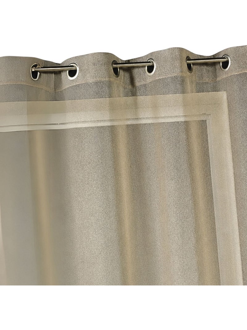 Visillo liso con hilos en lurex Beige - Kiabi